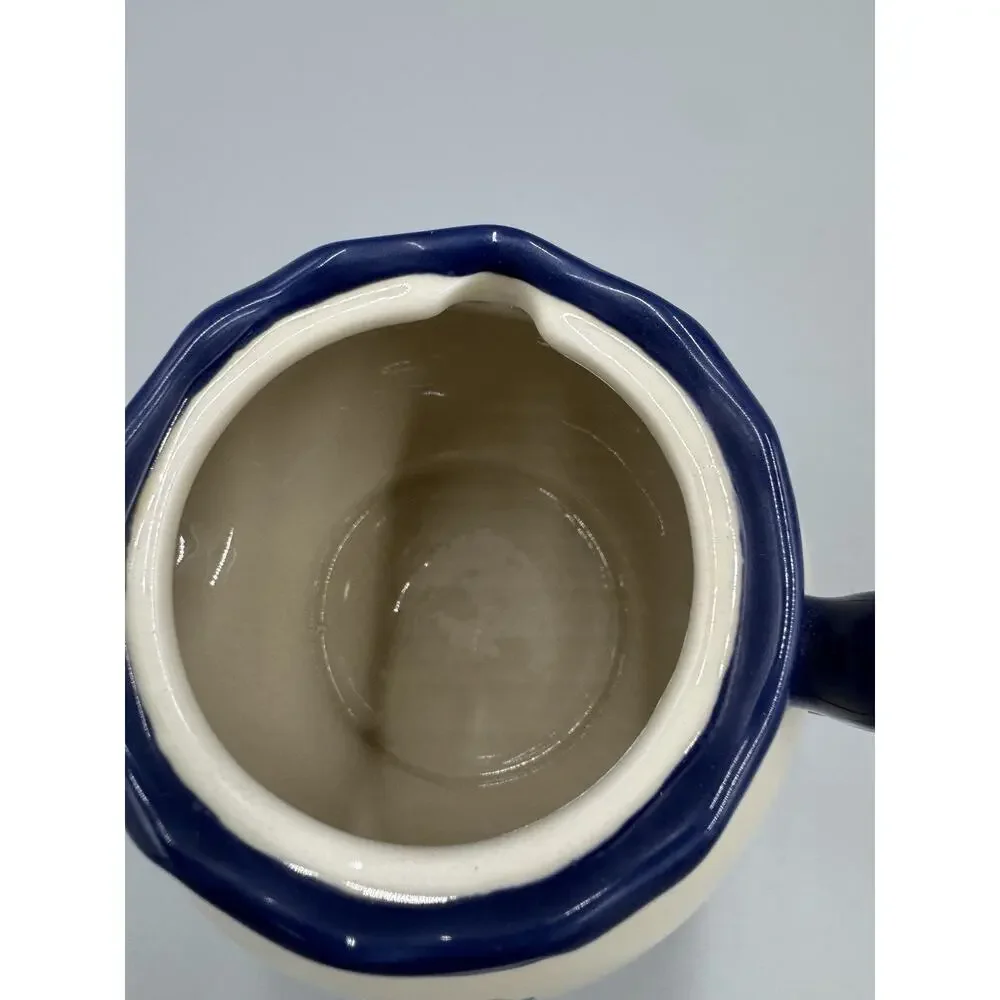 Crackle Barrel Rooster Teapot With Lid Blue Handle